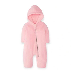 NEW Hanna Andersson Baby Zip One Piece In Marshmallow Pink hooded 6-12 months